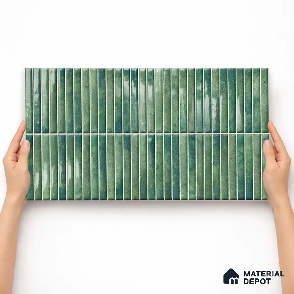 Faux Kitkat Subway Wall Tile TL 11684 F Jade Reed 2 ft x 1 ft Ceramic Glossy Finish Tile - 9 mm | Suitable For Bathroom, Dining Area, Kitchen Backsplash