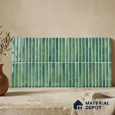 Faux Kitkat Subway Wall Tile TL 11684 F Jade Reed 2 ft x 1 ft Ceramic Glossy Finish Tile - 9 mm | Suitable For Bathroom, Dining Area, Kitchen Backsplash