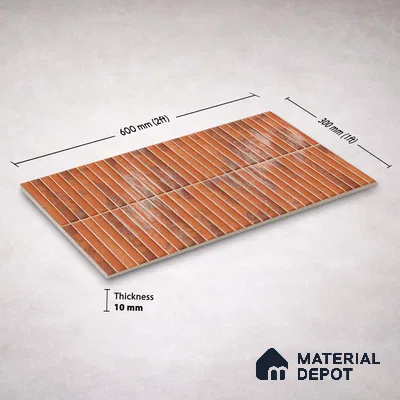 Faux Kitkat Subway Wall Tile TL 11684 G Rustic Ember 2 ft x 1 ft Ceramic Glossy Finish Tile - 9 mm | Suitable For Bathroom, Dining Area, Kitchen Backsplash