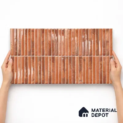 Faux Kitkat Subway Wall Tile TL 11684 G Rustic Ember 2 ft x 1 ft Ceramic Glossy Finish Tile - 9 mm | Suitable For Bathroom, Dining Area, Kitchen Backsplash