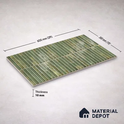 Faux Kitkat Subway Wall Tile TL 11684 H Verdant Stria 2 ft x 1 ft Ceramic Glossy Finish Tile - 9 mm | Suitable For Bathroom, Dining Area, Kitchen Backsplash
