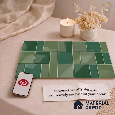 Faux Subway Wall Tile TL 11235 Verdant Mosaic 2 ft x 1 ft Ceramic Glossy Finish Tile - 9 mm | Suitable For Bathroom, Balcony & Kitchen Backsplash