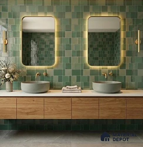 Faux Subway Wall Tile TL 11235 Verdant Mosaic 2 ft x 1 ft Ceramic Glossy Finish Tile - 9 mm | Suitable For Bathroom, Basin Area, Kitchen Backsplash