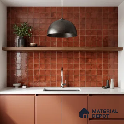 Faux Subway Wall Tile TL 11259 Sienna Ember 2 ft x 1 ft Ceramic Glossy Finish Tile - 9 mm | Suitable For Bathroom, Basin Area, Kitchen Backsplash