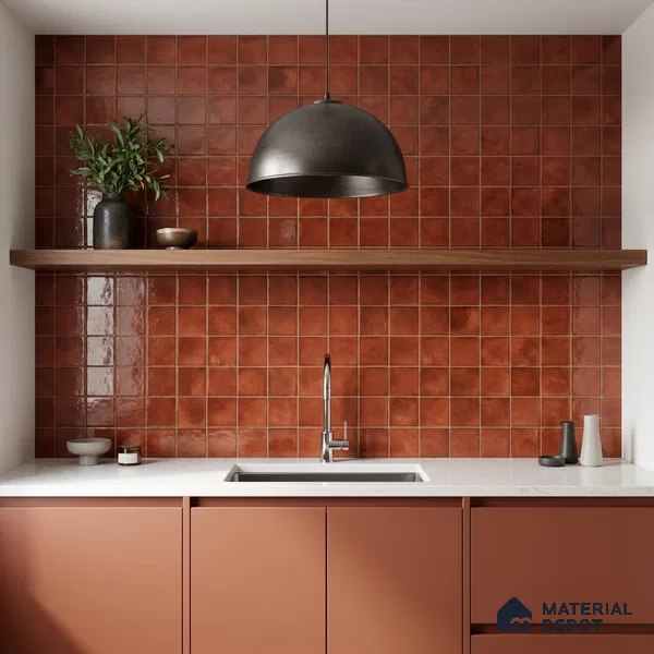 Faux Subway Wall Tile TL 11259 Sienna Ember 2 ft x 1 ft Ceramic Glossy Finish Tile - 9 mm | Suitable For Bathroom, Basin Area, Kitchen Backsplash