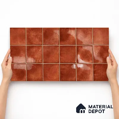 Faux Subway Wall Tile TL 11259 Sienna Ember 2 ft x 1 ft Ceramic Glossy Finish Tile - 9 mm | Suitable For Bathroom, Basin Area, Kitchen Backsplash