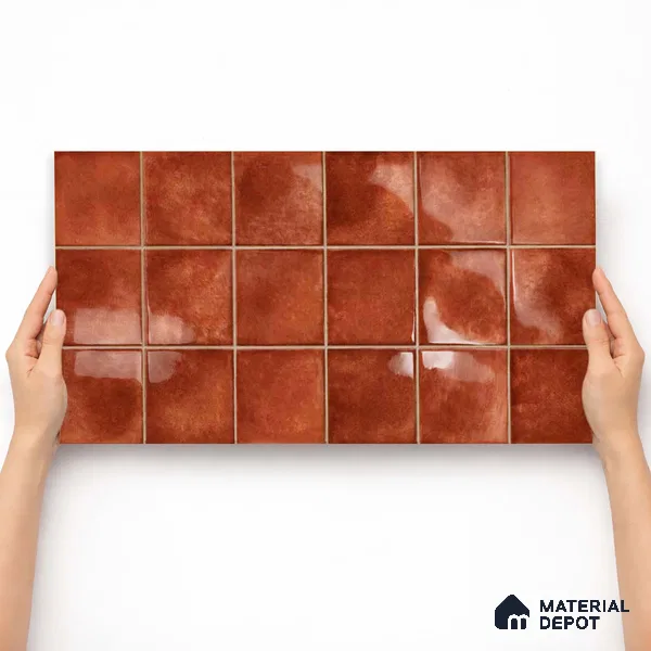 Faux Subway Wall Tile TL 11259 Sienna Ember 2 ft x 1 ft Ceramic Glossy Finish Tile - 9 mm | Suitable For Bathroom, Basin Area, Kitchen Backsplash