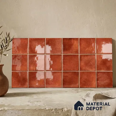 Faux Subway Wall Tile TL 11259 Sienna Ember 2 ft x 1 ft Ceramic Glossy Finish Tile - 9 mm | Suitable For Bathroom, Basin Area, Kitchen Backsplash
