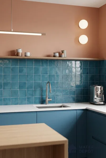 Faux Subway Wall Tile TL 11256 Azure Mist 2 ft x 1 ft Ceramic Glossy Finish Tile - 9 mm | Suitable For Bathroom, Basin Area, Kitchen Backsplash