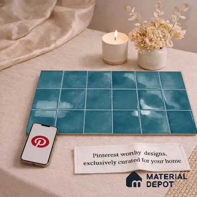 Faux Subway Wall Tile TL 11256 Azure Mist 2 ft x 1 ft Ceramic Glossy Finish Tile - 9 mm | Suitable For Bathroom, Basin Area, Kitchen Backsplash