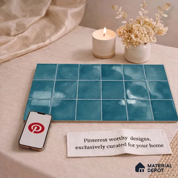 Faux Subway Wall Tile TL 11256 Azure Mist 2 ft x 1 ft Ceramic Glossy Finish Tile - 9 mm | Suitable For Bathroom, Basin Area, Kitchen Backsplash