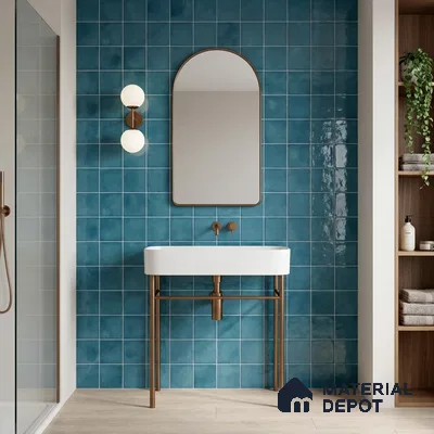 Faux Subway Wall Tile TL 11256 Azure Mist 2 ft x 1 ft Ceramic Glossy Finish Tile - 9 mm | Suitable For Bathroom, Basin Area, Kitchen Backsplash