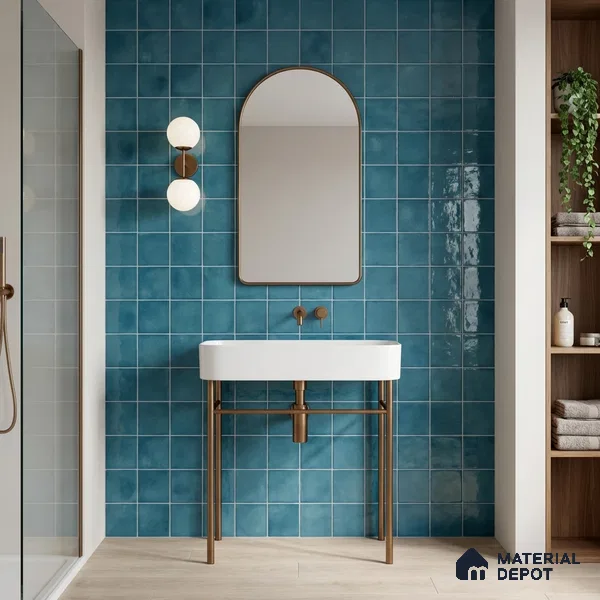 Faux Subway Wall Tile TL 11256 Azure Mist 2 ft x 1 ft Ceramic Glossy Finish Tile - 9 mm | Suitable For Bathroom, Basin Area, Kitchen Backsplash