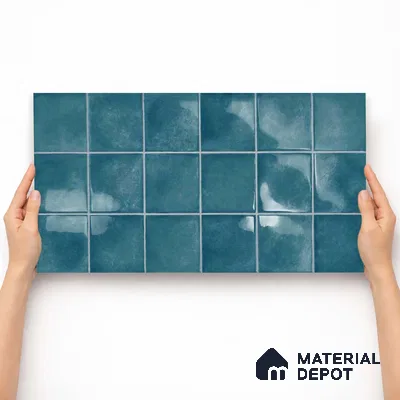 Faux Subway Wall Tile TL 11256 Azure Mist 2 ft x 1 ft Ceramic Glossy Finish Tile - 9 mm | Suitable For Bathroom, Basin Area, Kitchen Backsplash