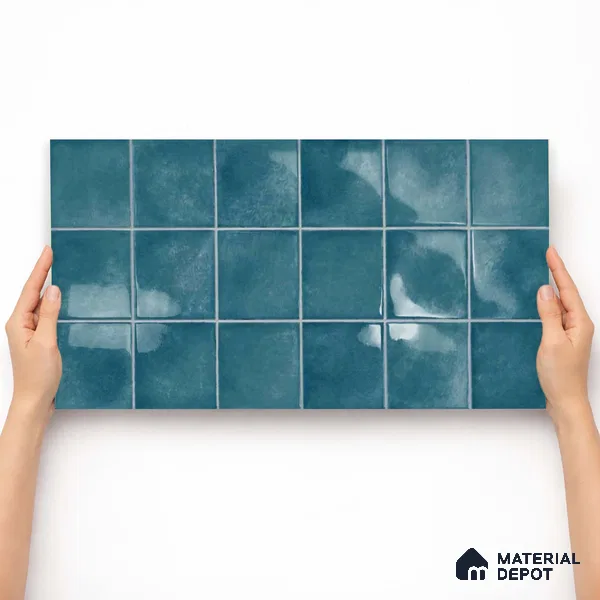 Faux Subway Wall Tile TL 11256 Azure Mist 2 ft x 1 ft Ceramic Glossy Finish Tile - 9 mm | Suitable For Bathroom, Basin Area, Kitchen Backsplash