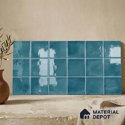 Faux Subway Wall Tile TL 11256 Azure Mist 2 ft x 1 ft Ceramic Glossy Finish Tile - 9 mm | Suitable For Bathroom, Basin Area, Kitchen Backsplash