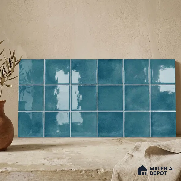 Faux Subway Wall Tile TL 11256 Azure Mist 2 ft x 1 ft Ceramic Glossy Finish Tile - 9 mm | Suitable For Bathroom, Basin Area, Kitchen Backsplash