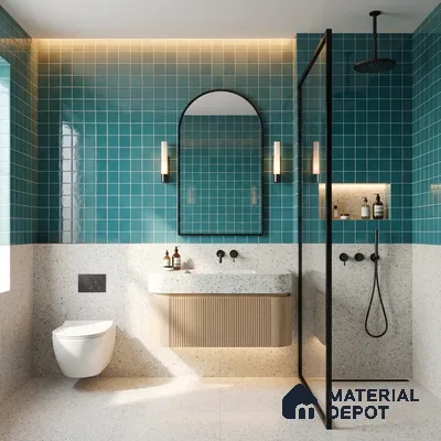 Faux Subway Wall Tile TL 11240 Aegean Mosaic 2 ft x 1 ft Ceramic Glossy Finish Tile - 9 mm | Suitable For Bathroom, Balcony & Kitchen Backsplash