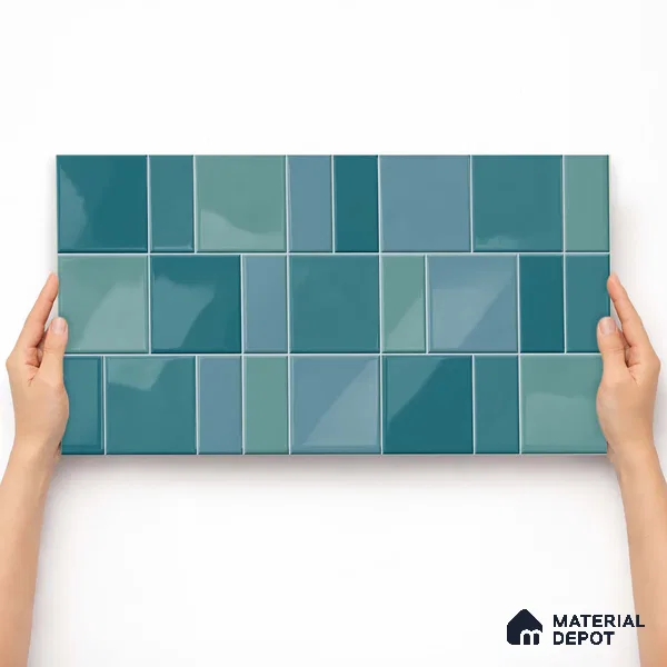 Faux Subway Wall Tile TL 11240 Aegean Mosaic 2 ft x 1 ft Ceramic Glossy Finish Tile - 9 mm | Suitable For Bathroom, Balcony & Kitchen Backsplash