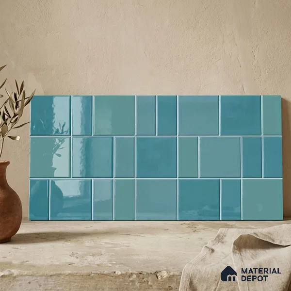 Faux Subway Wall Tile TL 11240 Aegean Mosaic 2 ft x 1 ft Ceramic Glossy Finish Tile - 9 mm | Suitable For Bathroom, Balcony & Kitchen Backsplash