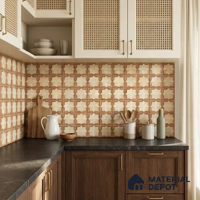 Faux Subway Wall Tile TL 11273 Sienna Star 2 ft x 1 ft Ceramic Granulla Finish Tile - 9 mm | Suitable For Bathroom, Balcony & Kitchen Backsplash (Sample)
