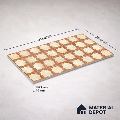 Faux Subway Wall Tile TL 11273 Sienna Star 2 ft x 1 ft Ceramic Granulla Finish Tile - 9 mm | Suitable For Bathroom, Balcony & Kitchen Backsplash (Sample)