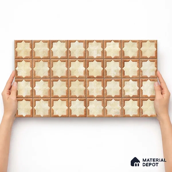 Faux Subway Wall Tile TL 11273 Sienna Star 2 ft x 1 ft Ceramic Granulla Finish Tile - 9 mm | Suitable For Bathroom, Balcony & Kitchen Backsplash (Sample)