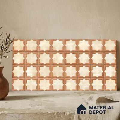 Faux Subway Wall Tile TL 11273 Sienna Star 2 ft x 1 ft Ceramic Granulla Finish Tile - 9 mm | Suitable For Bathroom, Balcony & Kitchen Backsplash (Sample)