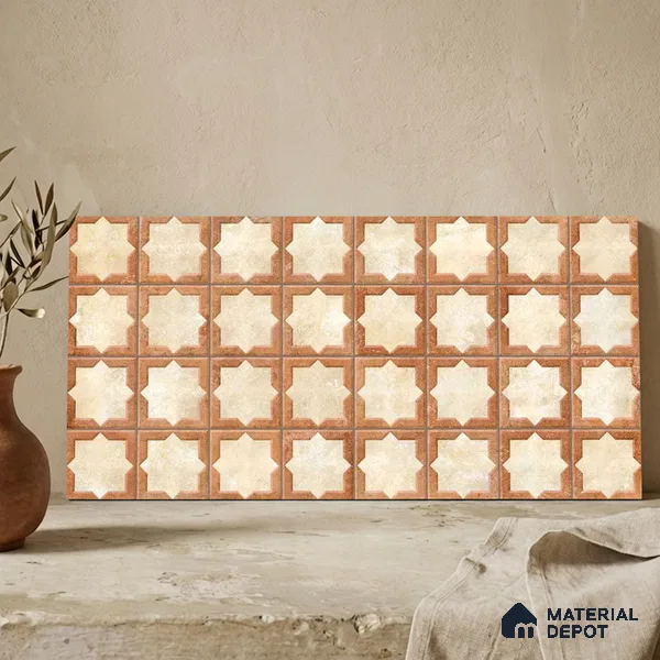 Faux Subway Wall Tile TL 11273 Sienna Star 2 ft x 1 ft Ceramic Granulla Finish Tile - 9 mm | Suitable For Bathroom, Balcony & Kitchen Backsplash (Sample)