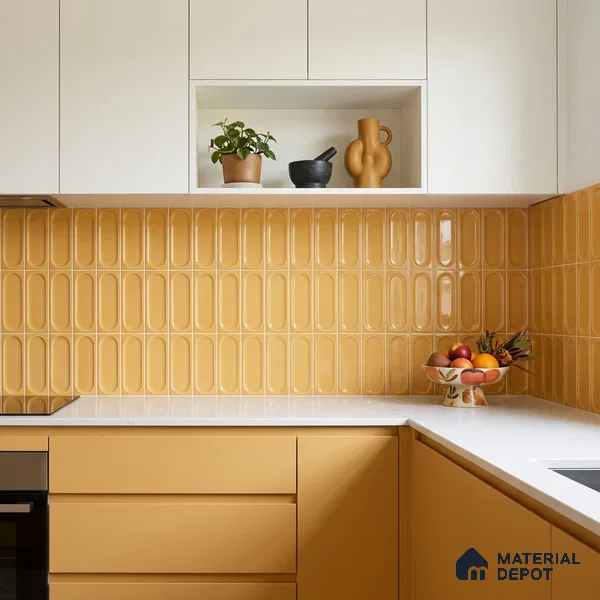 Faux Subway Wall Tile TL 11244 Amber Capsule 2 ft x 1 ft Ceramic Glossy Finish Tile - 9 mm | Suitable For Bathroom, Basin Area, Kitchen Backsplash