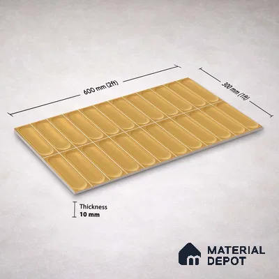 Faux Subway Wall Tile TL 11244 Amber Capsule 2 ft x 1 ft Ceramic Glossy Finish Tile - 9 mm | Suitable For Bathroom, Basin Area, Kitchen Backsplash