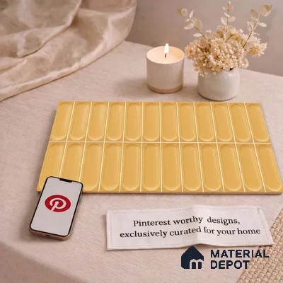 Faux Subway Wall Tile TL 11244 Amber Capsule 2 ft x 1 ft Ceramic Glossy Finish Tile - 9 mm | Suitable For Bathroom, Basin Area, Kitchen Backsplash