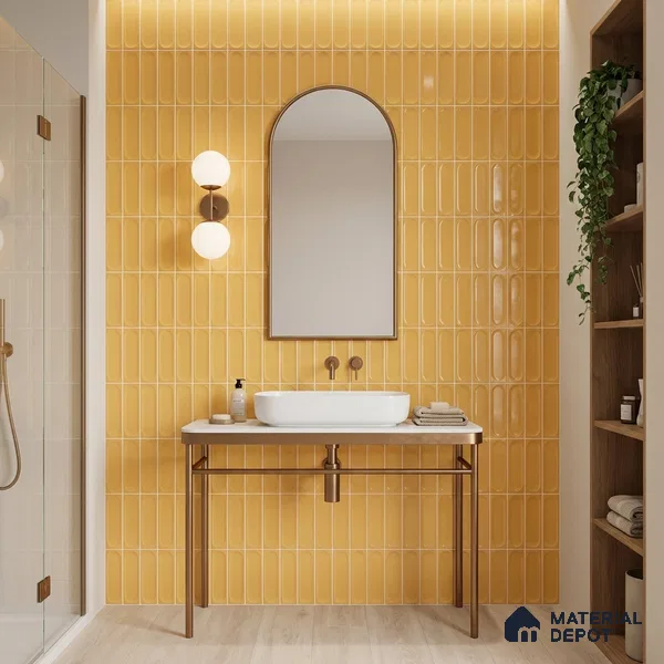 Faux Subway Wall Tile TL 11244 Amber Capsule 2 ft x 1 ft Ceramic Glossy Finish Tile - 9 mm | Suitable For Bathroom, Basin Area, Kitchen Backsplash