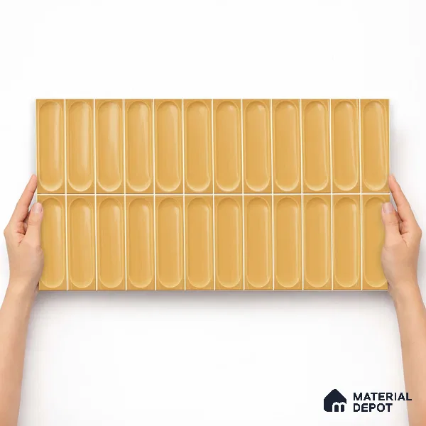 Faux Subway Wall Tile TL 11244 Amber Capsule 2 ft x 1 ft Ceramic Glossy Finish Tile - 9 mm | Suitable For Bathroom, Basin Area, Kitchen Backsplash