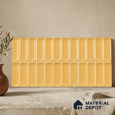 Faux Subway Wall Tile TL 11244 Amber Capsule 2 ft x 1 ft Ceramic Glossy Finish Tile - 9 mm | Suitable For Bathroom, Basin Area, Kitchen Backsplash