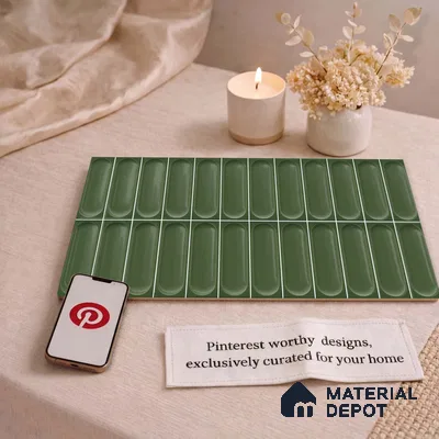 Faux Subway Wall Tile TL 11246 Verdant Capsule 2 ft x 1 ft Ceramic Glossy Finish Tile - 9 mm | Suitable For Bathroom, Dining Area, Kitchen Backsplash