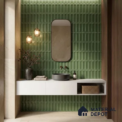 Faux Subway Wall Tile TL 11246 Verdant Capsule 2 ft x 1 ft Ceramic Glossy Finish Tile - 9 mm | Suitable For Bathroom, Dining Area, Kitchen Backsplash
