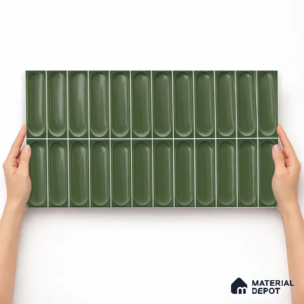 Faux Subway Wall Tile TL 11246 Verdant Capsule 2 ft x 1 ft Ceramic Glossy Finish Tile - 9 mm | Suitable For Bathroom, Dining Area, Kitchen Backsplash