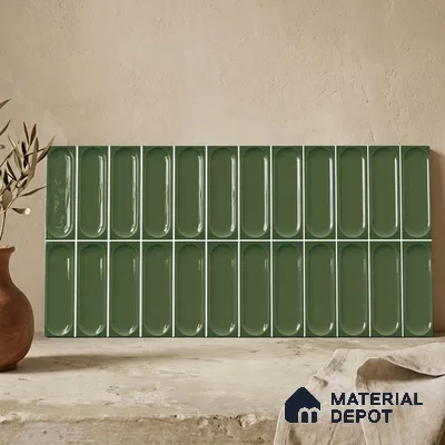 Faux Subway Wall Tile TL 11246 Verdant Capsule 2 ft x 1 ft Ceramic Glossy Finish Tile - 9 mm | Suitable For Bathroom, Dining Area, Kitchen Backsplash