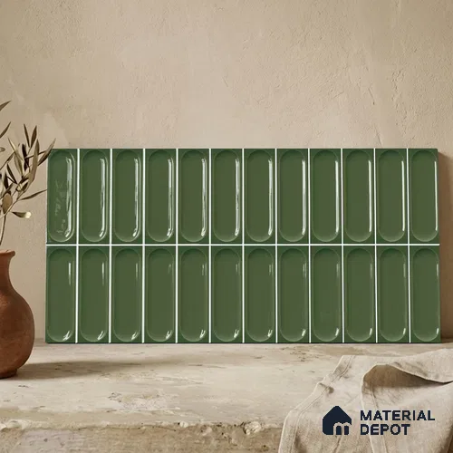 Faux Subway Wall Tile TL 11246 Verdant Capsule 2 ft x 1 ft Ceramic Glossy Finish Tile - 9 mm | Suitable For Bathroom, Balcony & Kitchen Backsplash