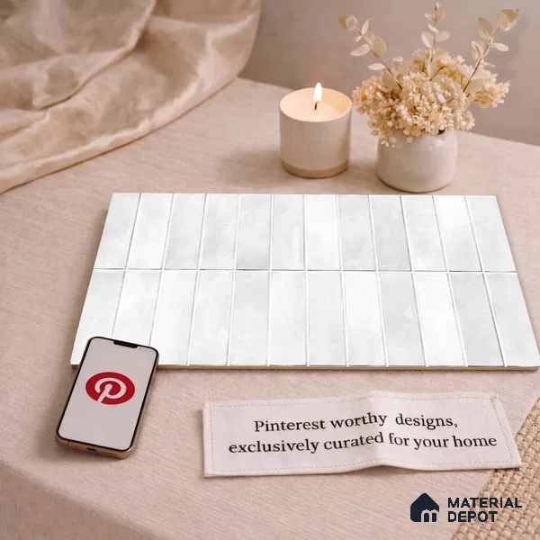 Faux Subway Wall Tile TL 11681 Kitkat Mist 2 ft x 1 ft Ceramic Glossy Finish Tile - 9 mm | Suitable For Bathroom, Dining Area, Kitchen Backsplash