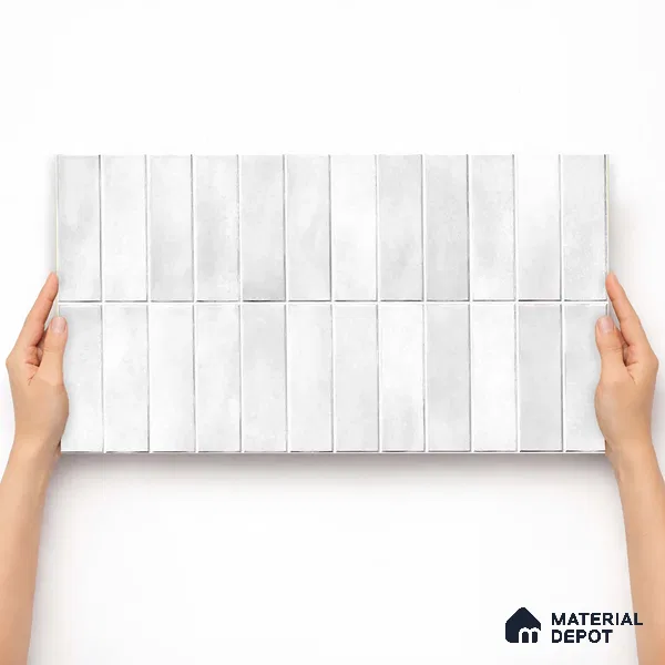 Faux Subway Wall Tile TL 11681 Kitkat Mist 2 ft x 1 ft Ceramic Glossy Finish Tile - 9 mm | Suitable For Bathroom, Dining Area, Kitchen Backsplash