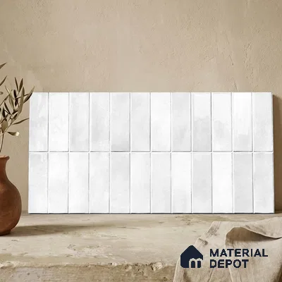 Faux Subway Wall Tile TL 11681 Kitkat Mist 2 ft x 1 ft Ceramic Glossy Finish Tile - 9 mm | Suitable For Bathroom, Dining Area, Kitchen Backsplash