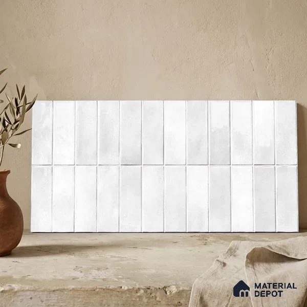 Faux Subway Wall Tile TL 11681 Kitkat Mist 2 ft x 1 ft Ceramic Glossy Finish Tile - 9 mm | Suitable For Bathroom, Dining Area, Kitchen Backsplash