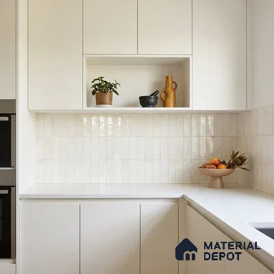 Faux Subway Wall Tile TL 11681 C Ivory Lattice 2 ft x 1 ft Ceramic Glossy Finish Tile - 9 mm | Suitable For Bathroom, Dining Area, Kitchen Backsplash