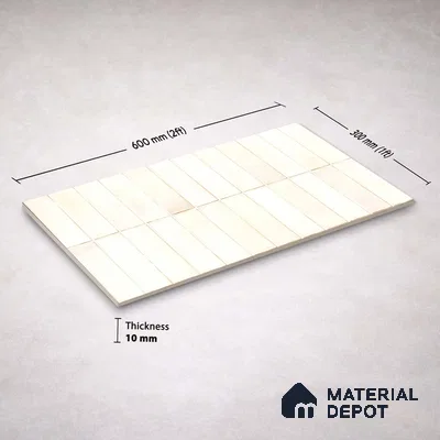 Faux Subway Wall Tile TL 11681 C Ivory Lattice 2 ft x 1 ft Ceramic Glossy Finish Tile - 9 mm | Suitable For Bathroom, Dining Area, Kitchen Backsplash