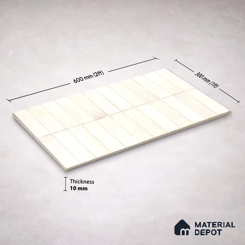 Faux Subway Wall Tile TL 11681 C Ivory Lattice 2 ft x 1 ft Ceramic Glossy Finish Tile - 9 mm | Suitable For Bathroom, Balcony & Kitchen Backsplash