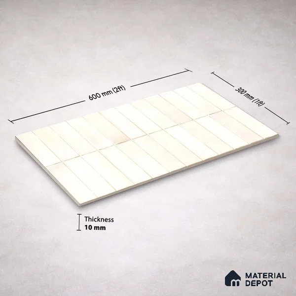 Faux Subway Wall Tile TL 11681 C Ivory Lattice 2 ft x 1 ft Ceramic Glossy Finish Tile - 9 mm | Suitable For Bathroom, Dining Area, Kitchen Backsplash