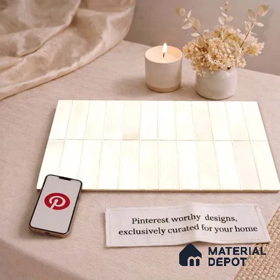 Faux Subway Wall Tile TL 11681 C Ivory Lattice 2 ft x 1 ft Ceramic Glossy Finish Tile - 9 mm | Suitable For Bathroom, Dining Area, Kitchen Backsplash