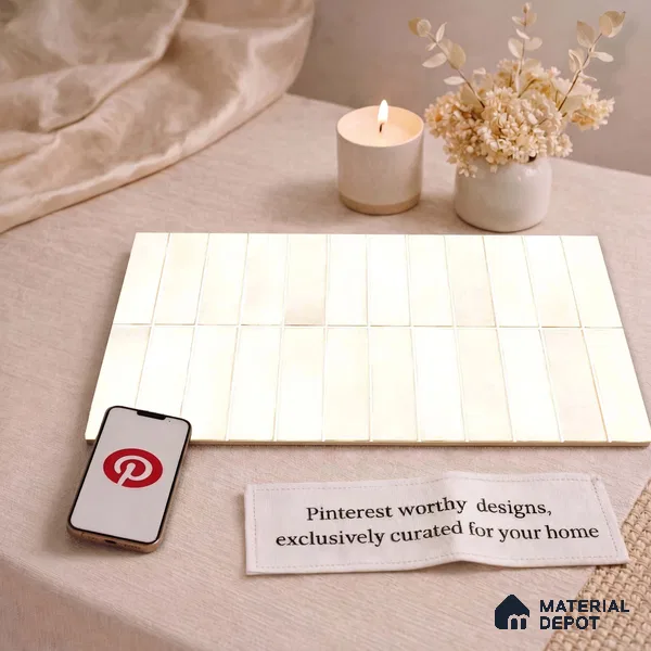 Faux Subway Wall Tile TL 11681 C Ivory Lattice 2 ft x 1 ft Ceramic Glossy Finish Tile - 9 mm | Suitable For Bathroom, Dining Area, Kitchen Backsplash